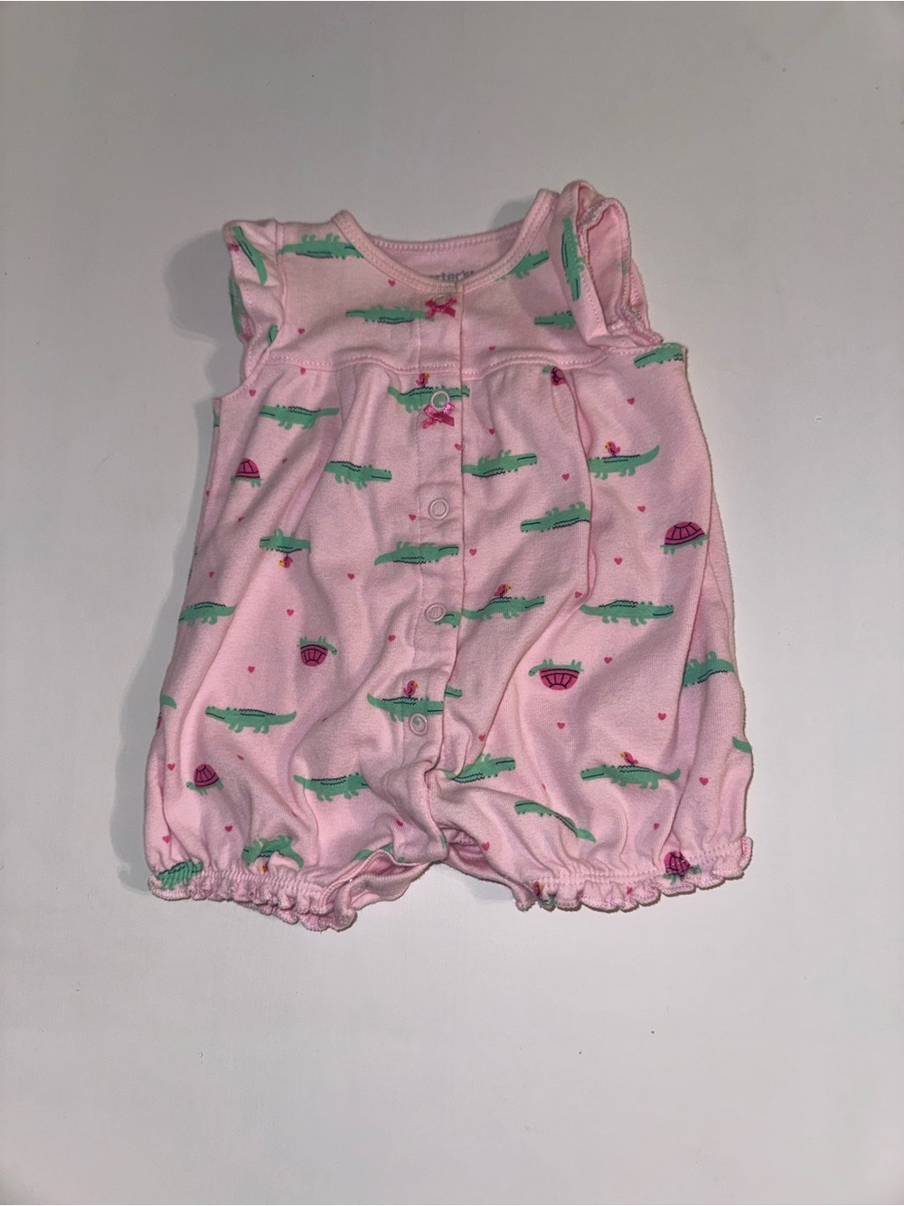 Carter's Pink Alligator Print Sleeper Romper